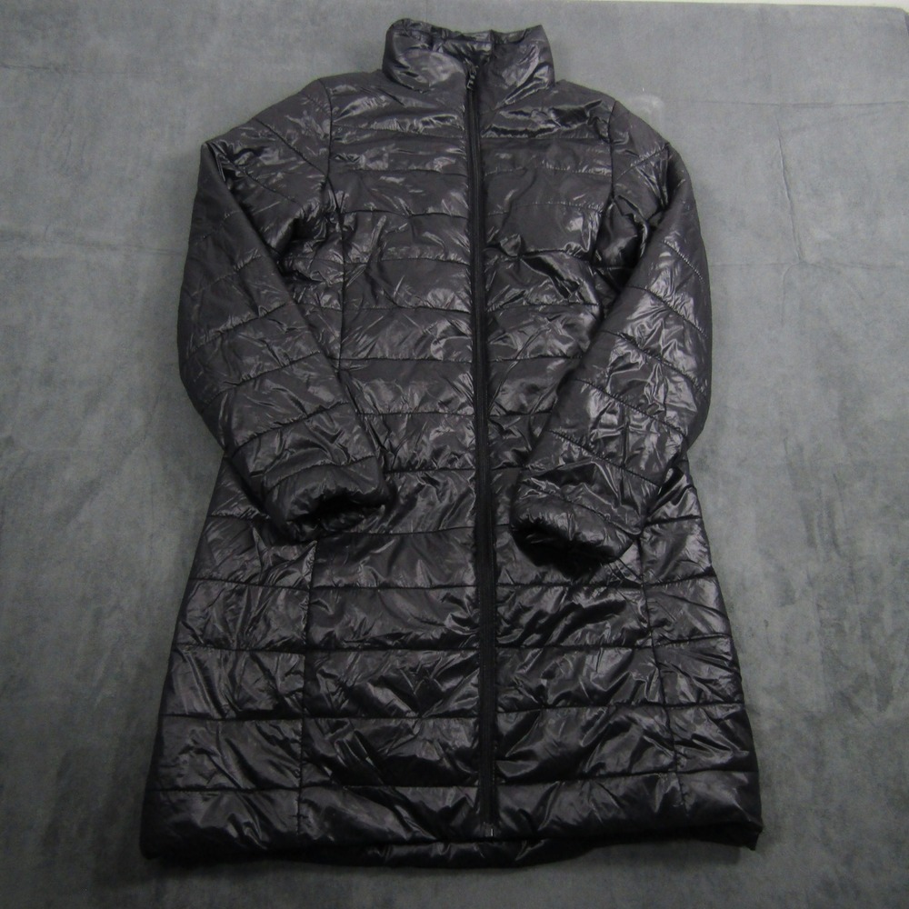 Active USA Puffer Coat Women Small Black Quilted Longline Full Zip J10119